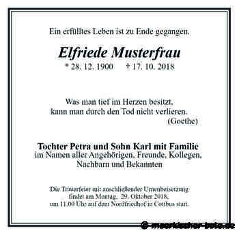 Traueranzeigen für Forst und Umgebung - Märkischer Bote