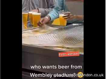 Wembley Stadium staff videoed filling glass from drip tray