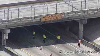 Truck Slams Into Overpass on Florida's Turnpike in Hollywood