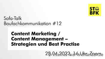 Sofa-Talk Baufachkommunikation #12: Content Marketing / Content Management – Strategien und Best Practise - Internet für Architekten