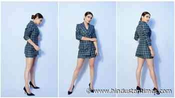 Fatima Sana Shaikh nails the checkered blazer, skirt look as she promotes Thar - Hindustan Times