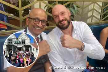 Boxer Tyson Fury celebrates victory with family in Letchmore Heath