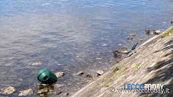 Un altro sfregio all'arredo urbano: cestino lanciato nel lago - LeccoToday