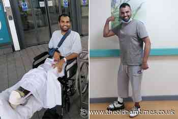 Oldham man who fell 200ft from beauty spot takes first unaided steps - The Oldham Times