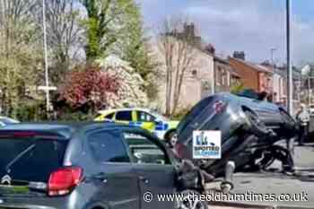 Car flips over in dramatic Chadderton crash - The Oldham Times