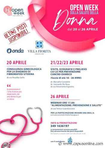 Capua: OPEN WEEK sulla salute della Donna, da domani fino al 26 a Villa Fiorita visite gratuite per la prevenzione, la diagnosi e la cura delle principali malattie femminili - Capuaonline.com