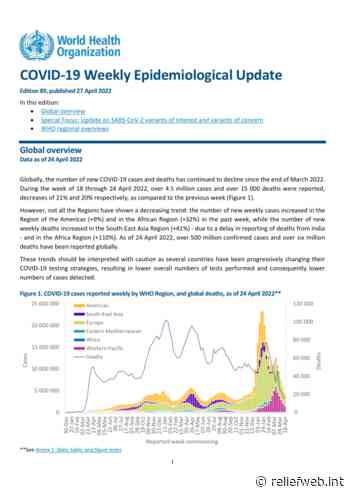 Coronavirus Disease (COVID-19): Weekly Epidemiological Update (27 April 2022) - World - ReliefWeb