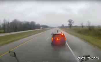 Dash cam video shows semi truck striking Michigan trooper's vehicle on I-94 - CDLLife