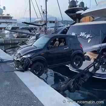 Au port Canto de Cannes, une voiture se coince entre le quai et un bateau