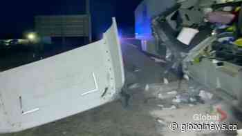 Transport rear-ends another on Hwy. 401 near Colborne in Northumberland County - Global News
