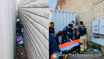 Man lodged between 24-foot shipping container and wall in Phoenix rescued - FOX 10 News Phoenix