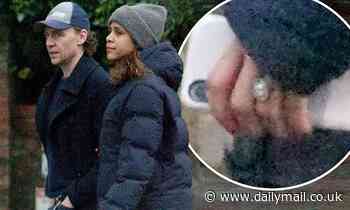 Tom Hiddleston steps out for a low-key dog walk with his fiancé Zawe Ashton - Daily Mail