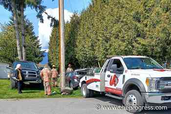 Car crashed through stone barrier near Chilliwack park – Chilliwack Progress - Chilliwack Progress