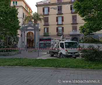 Castellammare - Albero pericolante in prossimità dell'arco di San Catello, intervento con gru per abbatterlo - StabiaChannel.it