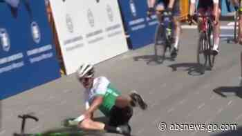 WATCH:  Cyclist crashes, mistakenly thinking he had won stage