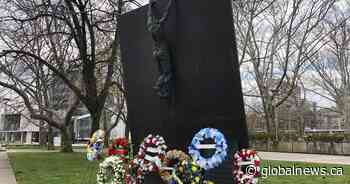 Illuminated Hamilton sign, ceremony commemorate National Day of Mourning - Global News