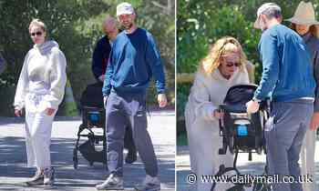 Jennifer Lawrence dotes on baby, two months, on hike with Cooke Maroney in first family outing - Daily Mail