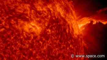 Sun erupts with powerful solar flare from departing sunspot