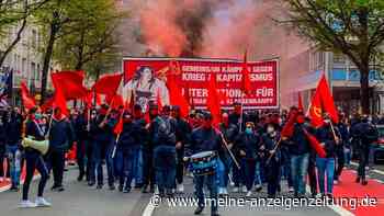 1. Mai-Demonstration in Frankfurt: Pyrotechnik und Wasserwerfer im Einsatz