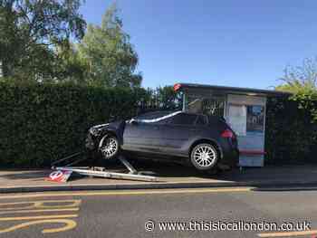 Walthamstow bus stop destroyed after it was hit by a car