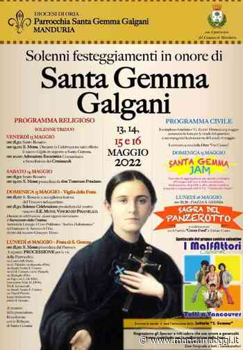 MANDURIA - Dal 13 al 16 maggio i festeggiamenti in onore di Santa Gemma Galgani: il programma - ManduriaOggi