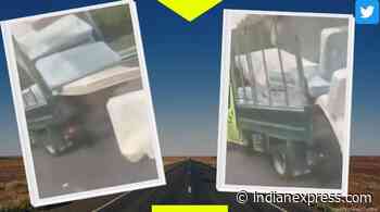Mattresses fly off from a truck in UK. Watch video - The Indian Express