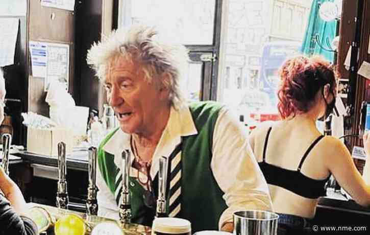 Rod Stewart surprises pub-goers by pulling pints behind the bar