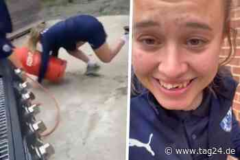 Von der Meisterfeier zum Zahnarzt: Fußballerin knallt gegen Gasflasche! - TAG24