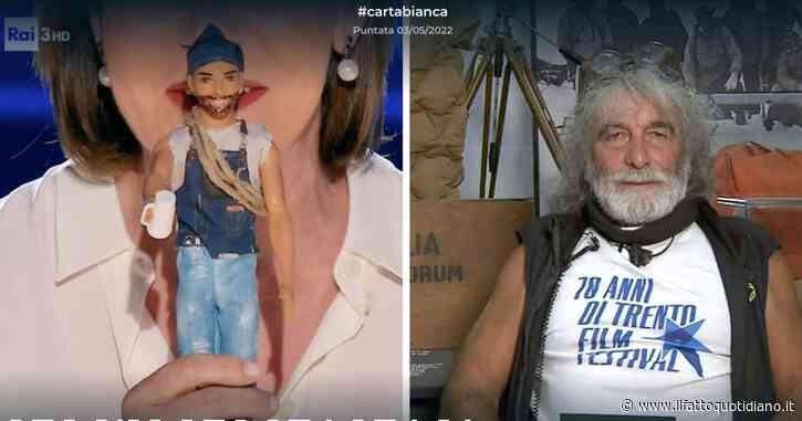 Cartabianca, Bianca Berlinguer spiazza Mauro Corona: “Questa bambola sei tu da giovane, ha anche il boccale di birra”