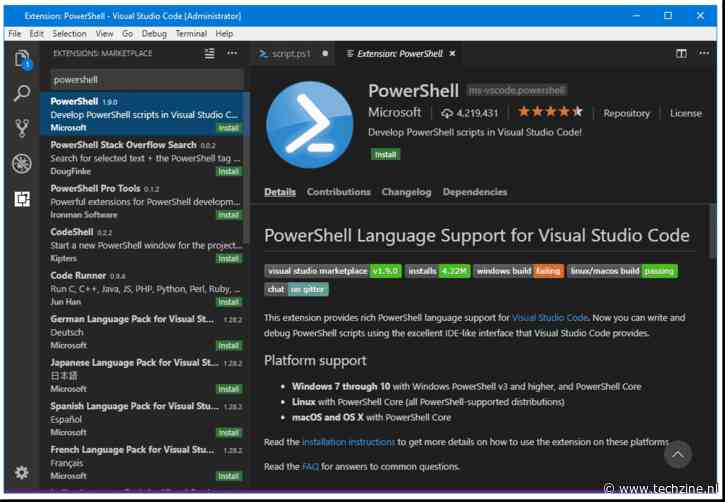Microsoft vernieuwt de PowerShell extension van Visual Studio Code
