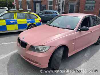 Baby pink BMW seized as driver found without insurance
