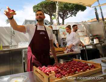 Cyril Lignac dévoile en direct et en public sa recette de la tartelette aux framboises à Saint-Tropez
