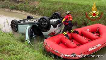 L'auto si ribalta nel canale: soccorsi mobilitati a Guastalla - Reggionline