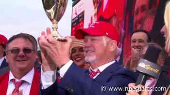 Rich Strike owner Rick Dawson accepts trophy after 2022 Kentucky Derby win - NBC Sports