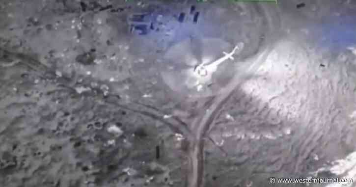 Watch: Ukrainian Drone Takes Out Helicopter as Enemy Troops Unload
