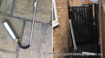 Lancashire: Gate set alight by gardener using gas weed burner