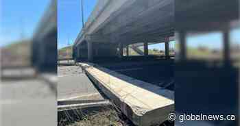 Lanes closed after part of bridge collapses onto Highway 403 in Brant County