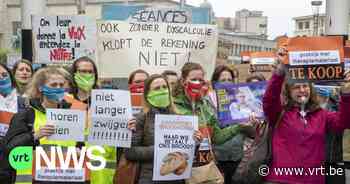Logopedisten protesteren in Brussel voor een leefbaar loon: "Chronisch onderbetaald" - VRT NWS