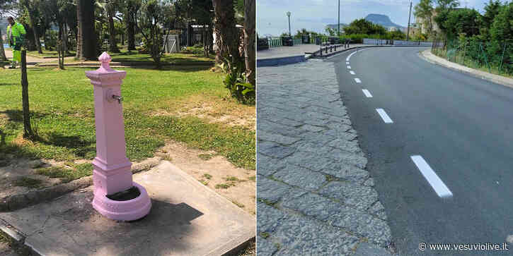 Passa il Giro d'Italia, Bacoli si colora di rosa: fontane e fiori colorati, strade asfaltate - Vesuvio Live