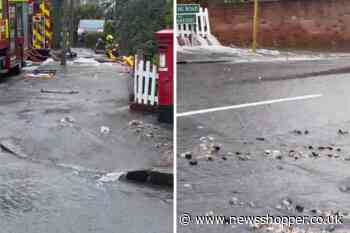 Hayes Lane Bromley floods due to burst water main
