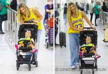 Lorena Improta desembarca no Rio usando look esportivo, com Liz - Roberta Jungmann