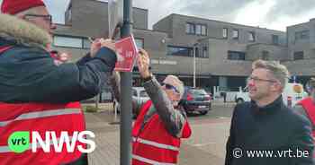 Socialistische organisaties voeren in Lommel actie tegen het opdoeken van bankautomaten - Vlaamse Radio- en Televisieomroeporganisatie