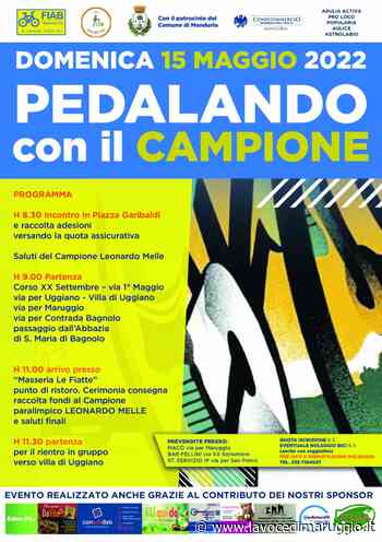 Manduria. Domenica 15 maggio: Ciclopasseggiata “Pedalando con il Campione” • La Voce di Maruggio - La Voce di Maruggio