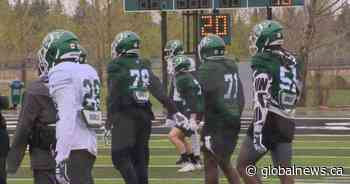 Saskatchewan Roughriders coach singing praises in the rain at rookie camp