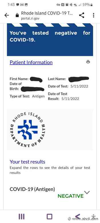 Rhode Island woman expressing concerns after receiving COVID test result- before getting tested - WLNE-TV (ABC6)