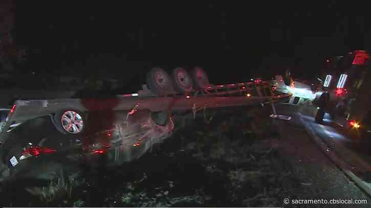Overturned Vehicles Block Ramp Connecting EB I-80 To I-5 In Natomas
