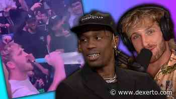 Travis Scott stops concert to watch Logan Paul chug a bottle of vodka - Dexerto
