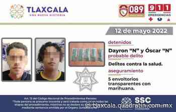 Detiene SSC y policía municipal en Apizaco a dos personas con enervantes - Quadratín Tlaxcala