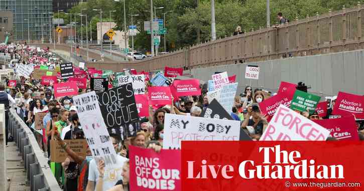 Pro-choice demonstrators rally across the US over expected reversal of Roe v Wade – live