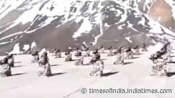 Watch: ITBP personnel practice Yoga at 15,000 feet altitude amid snow and strong winds